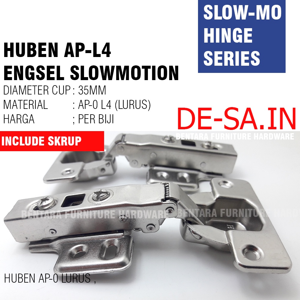 Huben AP - L4 Series 35MM Engsel Sendok Slow Motion Lurus Setengah Full Bungkuk