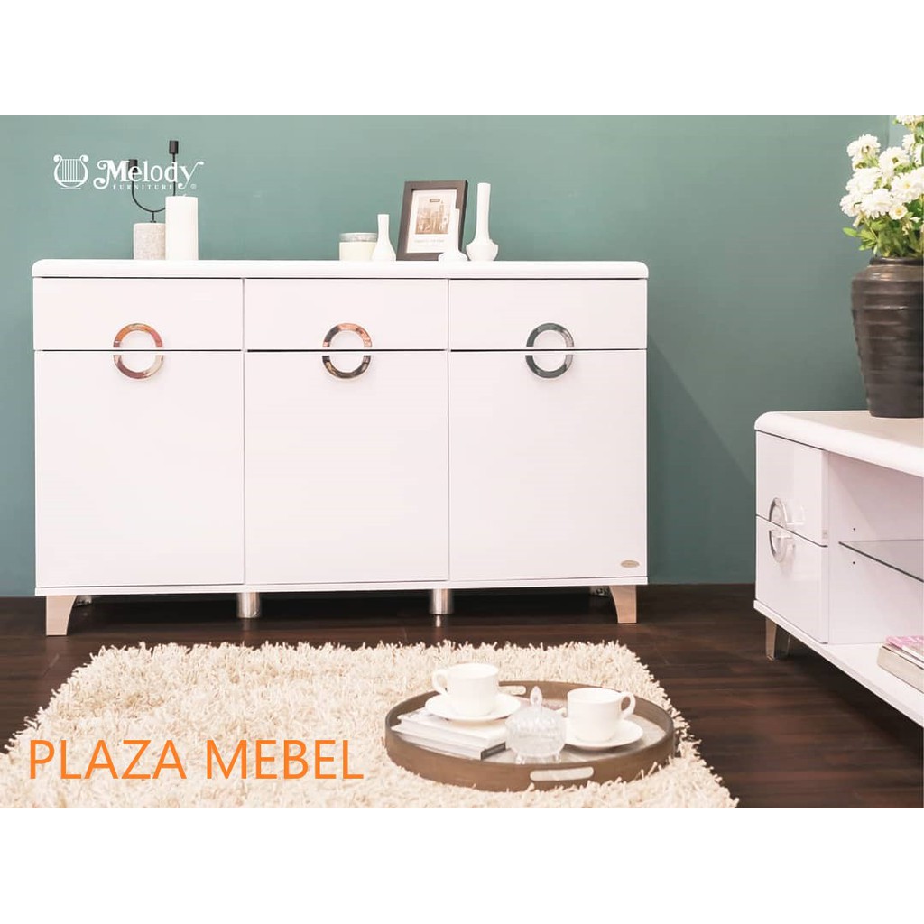 Buffet Credenza Oriye Sideboard Putih Glossy HARGA PABRIK
