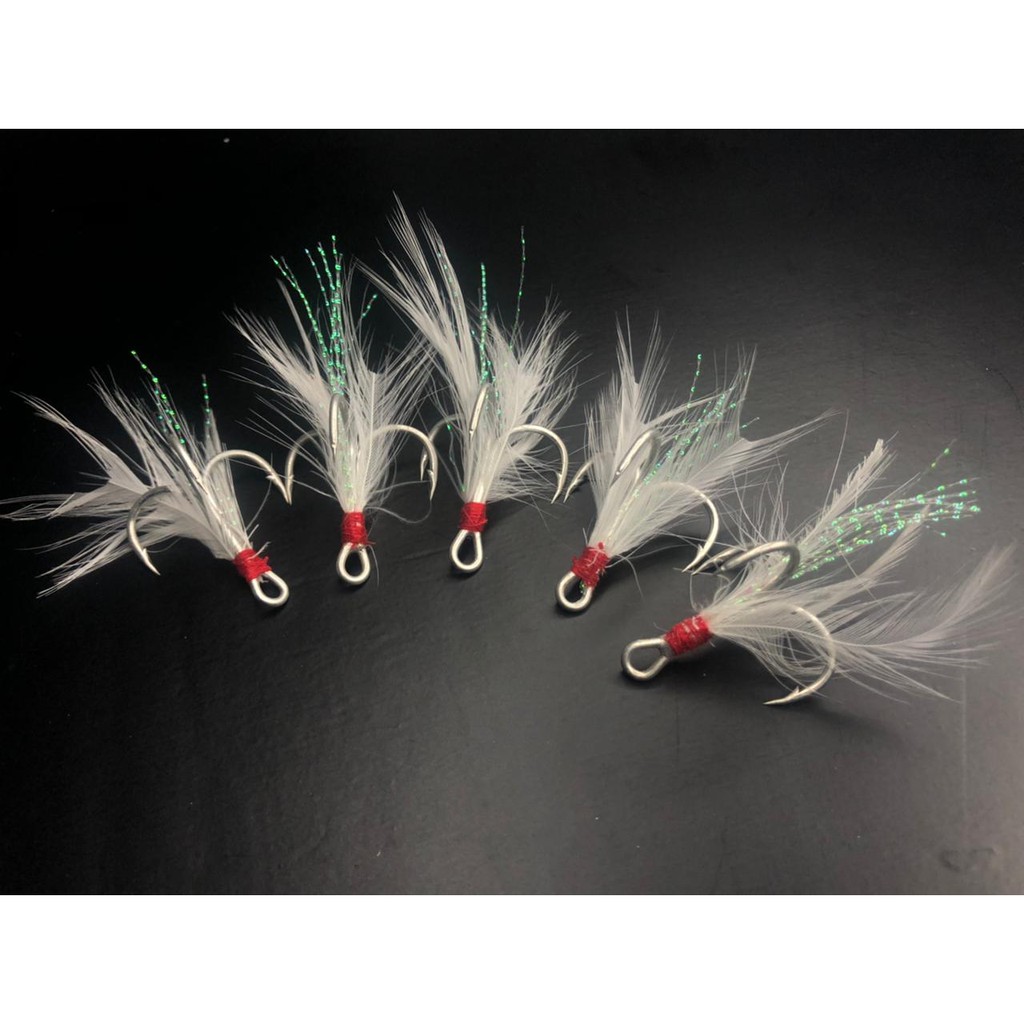 5Pcs Treble Hook Bulu  3X Strong Bahan Carbon #1 #2 #4 #6 #8 #10 #12