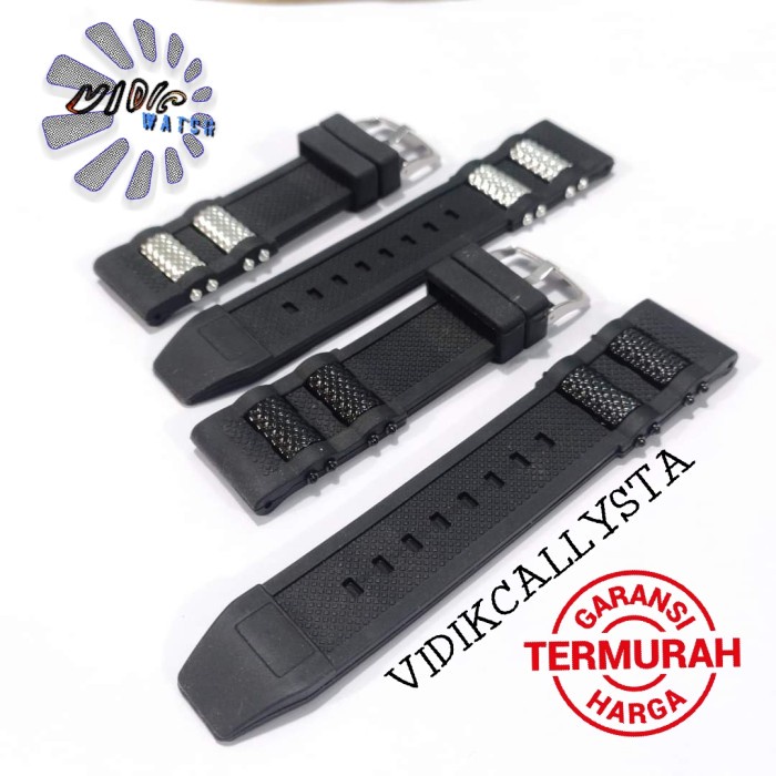 Tali karet Jam Tangan 24mm 24 MM Rubber Strap Fashion Hitam Bagus