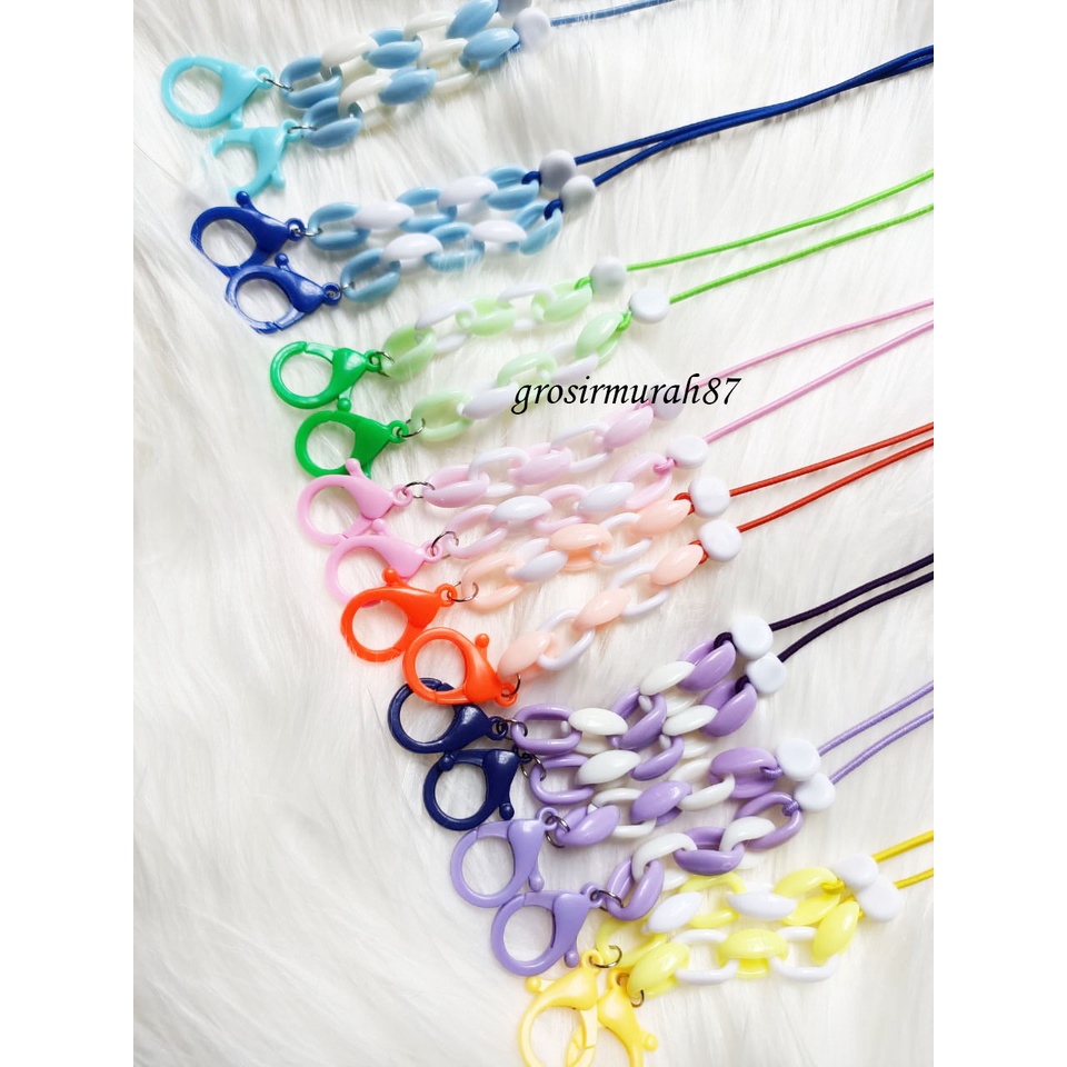 Kalung Tali masker 2 in 1 / Strap mask rantai korea / konektor masker hijab elastis bintang ready stok