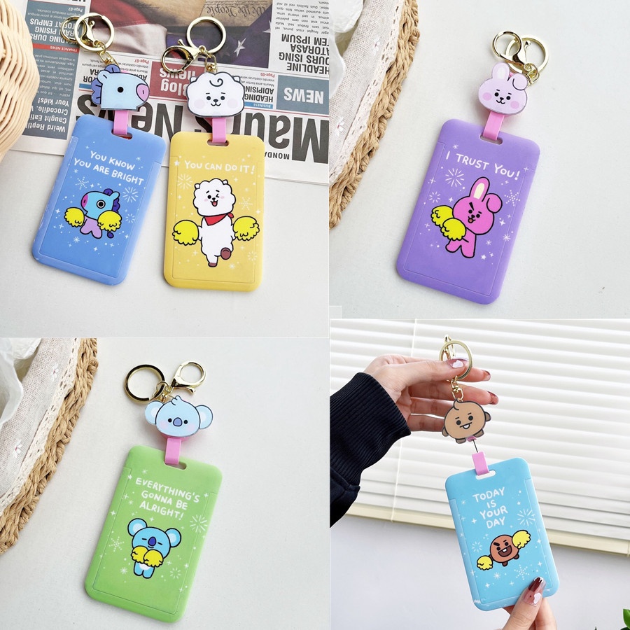 Kpop BT21 Hard Case Holder Kartufoto Dengan Gantungan Kunci Stretch