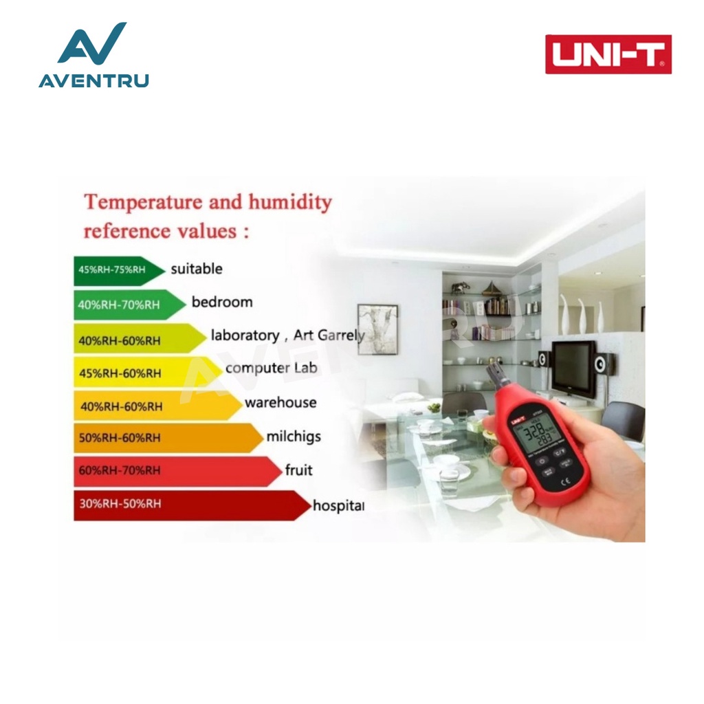 UNI-T UT333 Termometer Hygrometer Humidity Meter Pengukur Suhu Kelembaban Ruangan