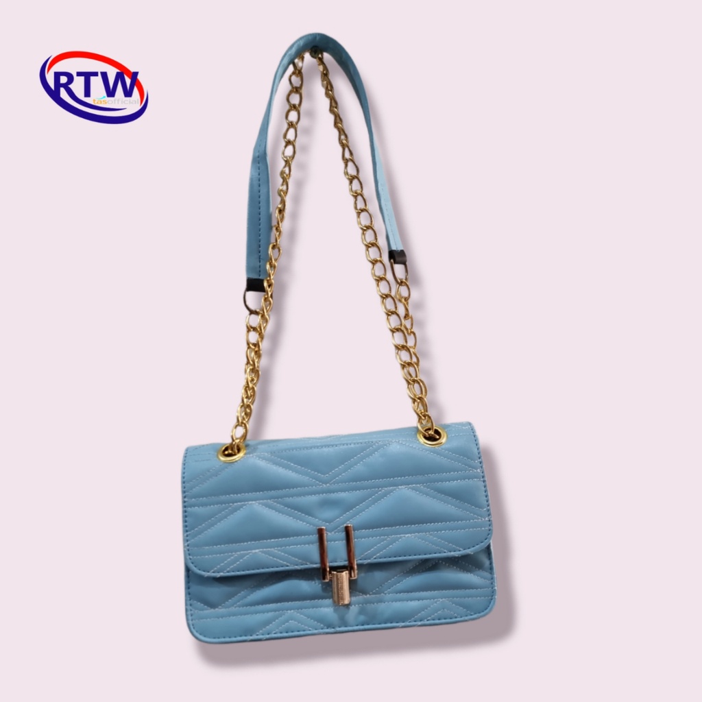 Tas Selempang Bahu Wanita Korea Shoulder Bag PU Leather Tuup Kunci Tali Rantai