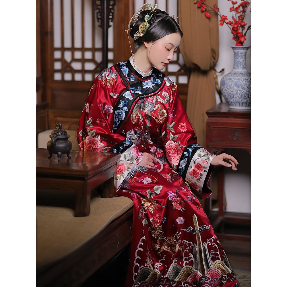 2022 spring new reprint late Qing red buckle placket high-end imitation embroidered improved cloak c