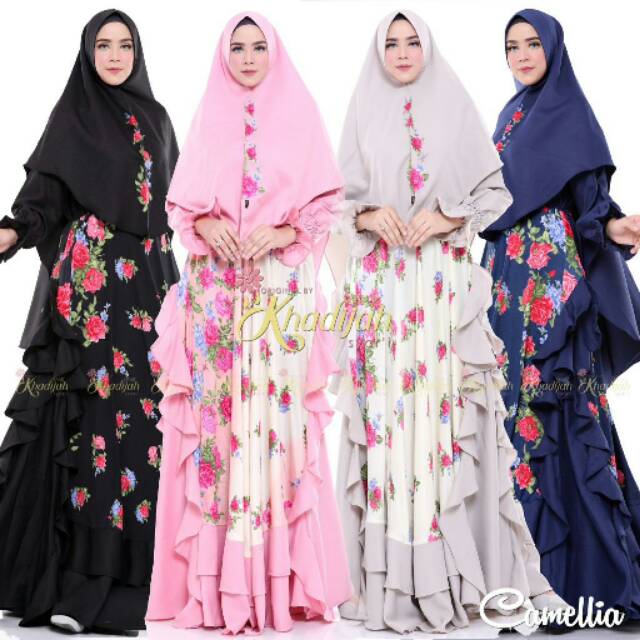 Set Syari Camellia || Gamis pesta || Gamis Syari