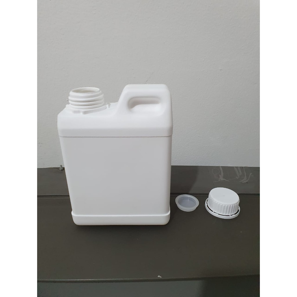 Jerigen Kotak HDPE 1000 ml + Tutup Segel / Dirigen Kotak Putih 1 Liter / Jerigen Antiseptik 1 Liter