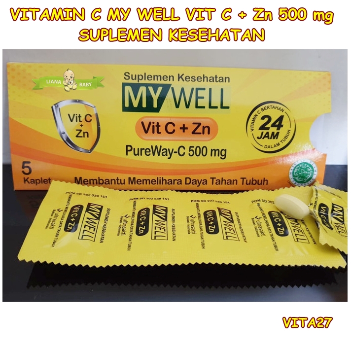 VITA27 VITAMIN TUBUH MYWELL VIT C + Zn ISI 5 KAPLET SUPLEMEN KESEHATAN