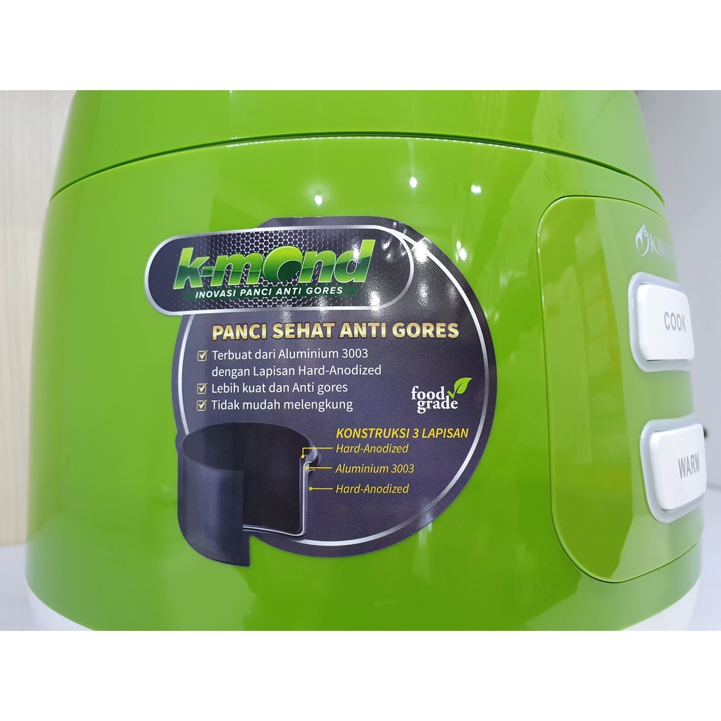 Kirin Rice Cooker 1.0 Liter KRC-089 Hard Anodized Aluminium 3in1