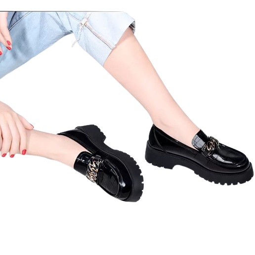 SEPATU WANITA DOCMART LOAFERS RANTAI BESI '' CROCO GLOSY '' PREMIUM BEST SELLER CR 002