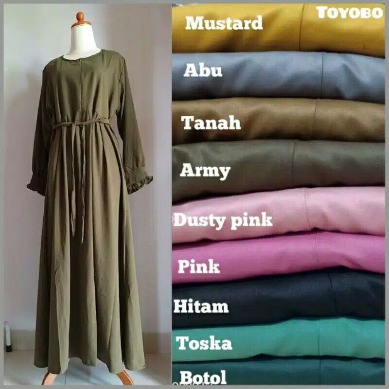 gamis toyobo polos lengan rempel busui