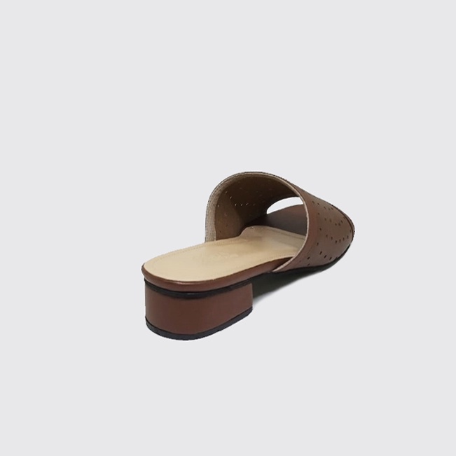 ALN - Sandal Selop Ibu Ibu Ukuran Besar Jumbo - Big Size 41 42 43 44 45  | ALN Q-125 Hak 3cm Cokelat