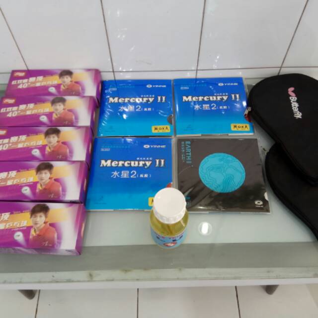 

5 dus bola dhs bt1, 3 mercury, 1 earth, 1 SG NN kuas, 2 cover bet