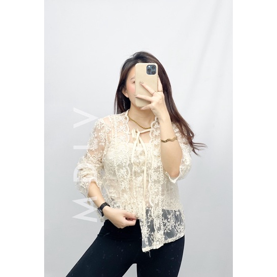 MDLV ~ 2888# Edmonda Lace Top Blouse + Tanktop Lace Atasan Korea Import