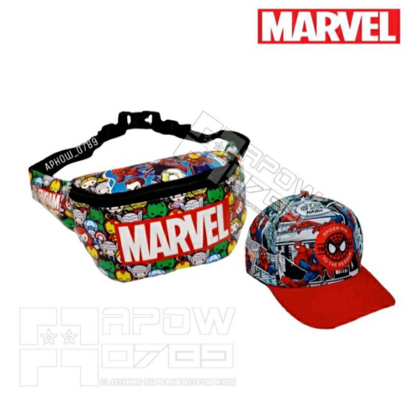 PROMO BISA COD Waistbag Marvel anak 2in1 laki-laki 2-10Tahun Motif kartun abstrak