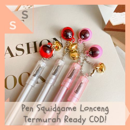 

[simplyshop] Grosir 4 / 8 / 12 Pcs / 1 Lusin Pen / Pulpen Gantungan Mini Permainan Squid Lonceng Drama Korea Korean Import Bell Game Transparan Tinta Hitam Souvenir Alat Tulis Hadiah