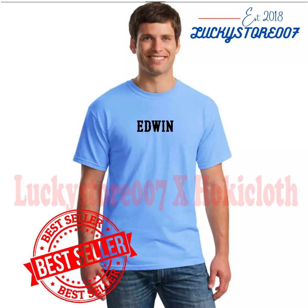 Kaos Distro Pria/Wanita EDWIN VERTICAL Premium HIgh Quality Teks Hitam