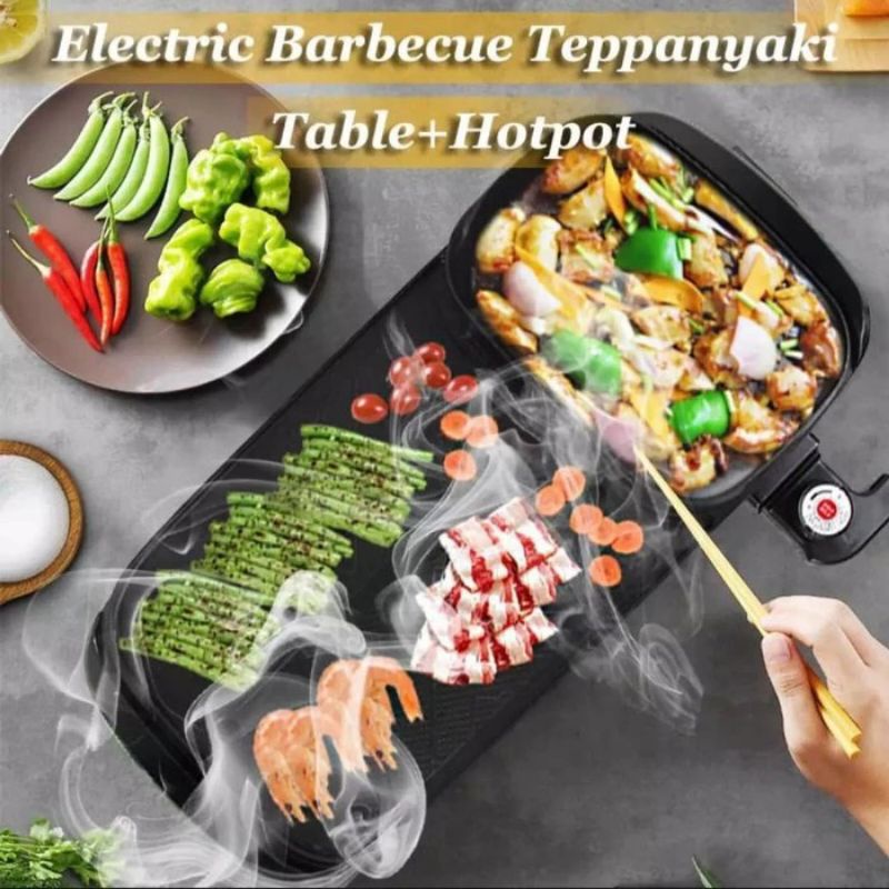 Panggangan , 607 ,  BBQ dan hotpot elektrik 2 in 1 Grill BBQ hotpot elektrik