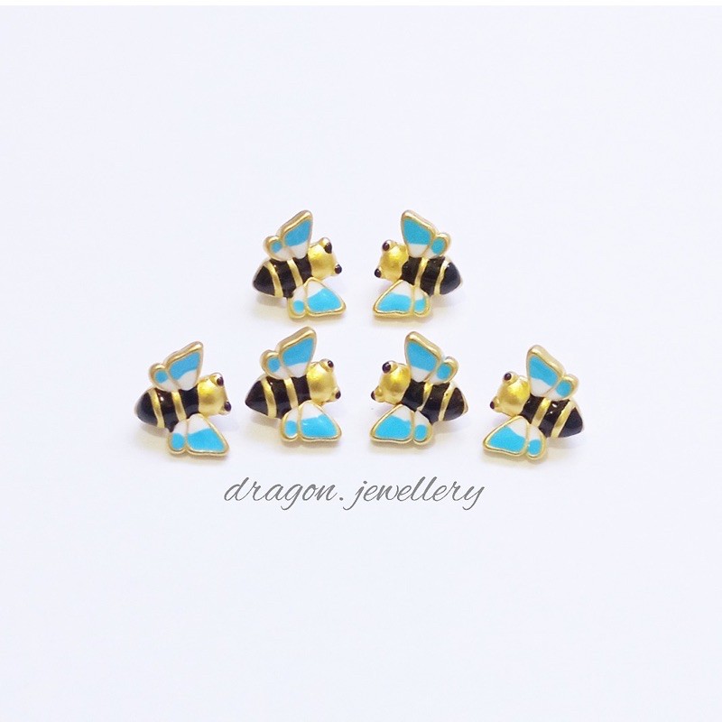 charm hongkong emas 24K lebah cat biru