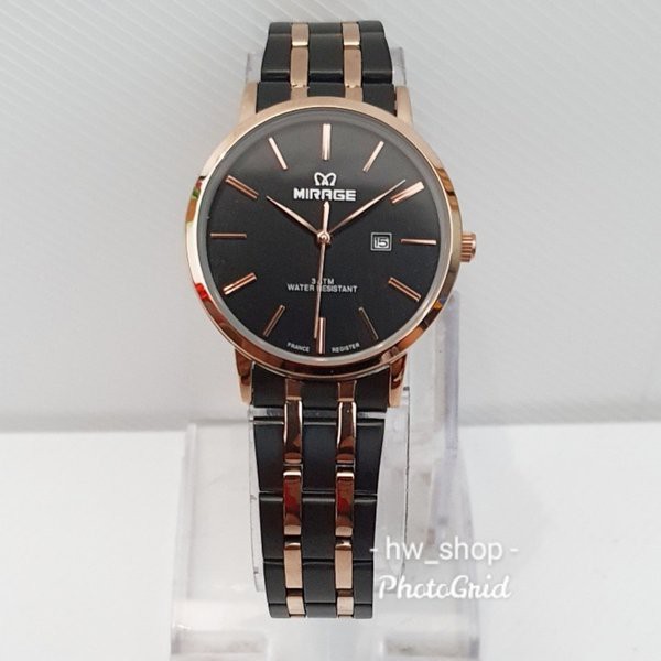 Jam Tangan Wanita Mirage Original 8734 Hitam List Rosegold . Bergaransi Mirage  Water Resistant 3ATM