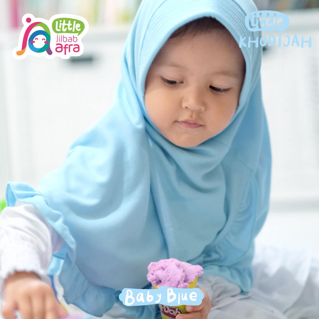 Jilbab Instan Anak Little Khodijah Baby Blue - Little Jilbab Afra - Bahan Kaos, Adem &amp; Lembut