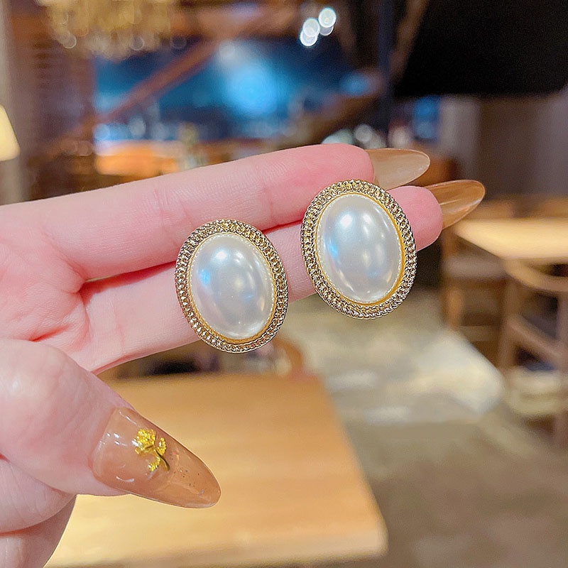 Shuling French Retro Baroque Pearl Earrings S925 Stud Earrings Ear Jewelry