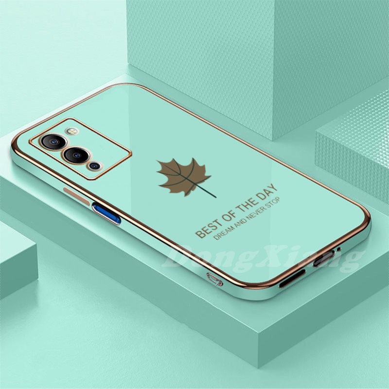 Case Infinix Hot 30i Note 12g96 Note 11 Note 10 Note 8i Hot12Play Hot 12i Hot12 Hot9 Hot8 Smart 4fashion Electroplated Maple Leaf Square Plating Casing Silikon Lembut DGX