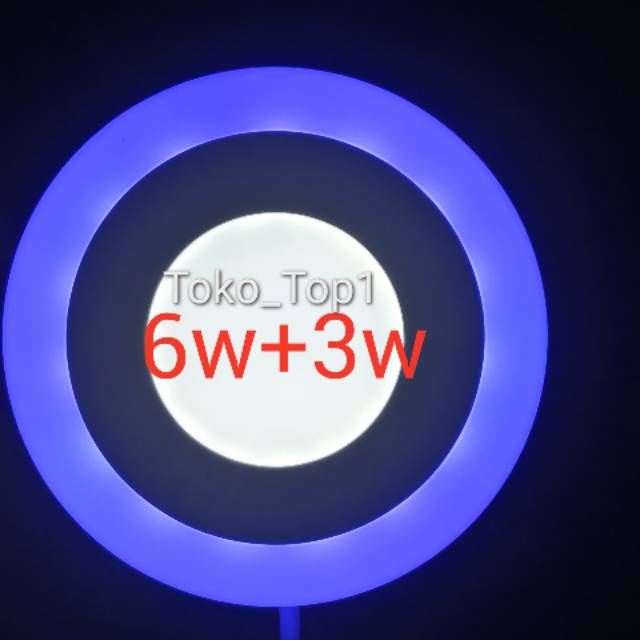 panel led 2warna 6w putih+3w biru /down light/inbow