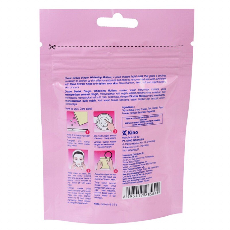 Ovale Bedak Dingin Whitening(Facial Mask) 30 Butir @0.5g