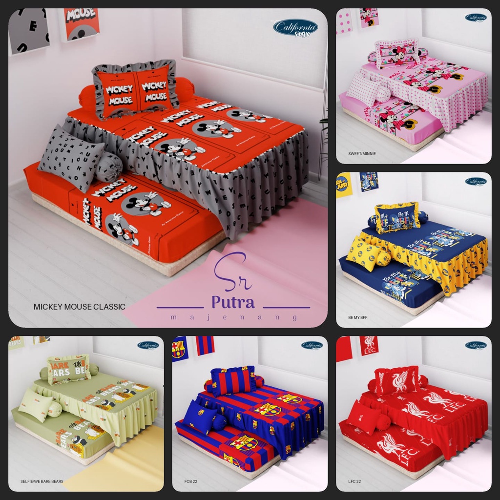 Sprei Single Duo ( Kasur Sorong ) California &amp; My love Ukuran 120 x 200