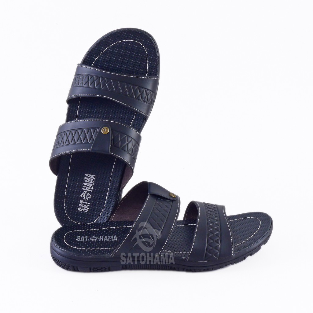 Satohama Sandal Selop G2 Pria Sandal Murah Sandal Pria Dewasa Sandal Kulit Sintetis Sandal Hitam