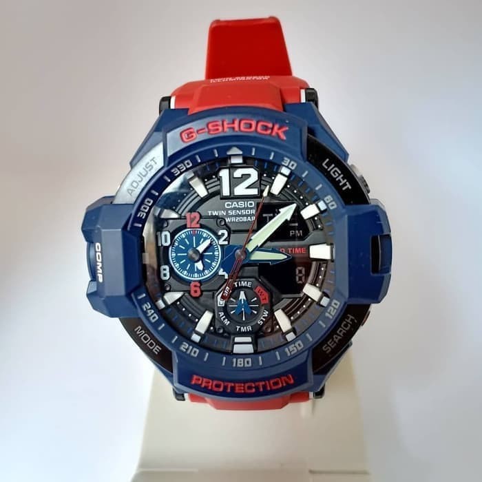 JAM TANGAN PRIA MERK G-SHOCK TYPE GA-1100 RED ORI BM BATERAI