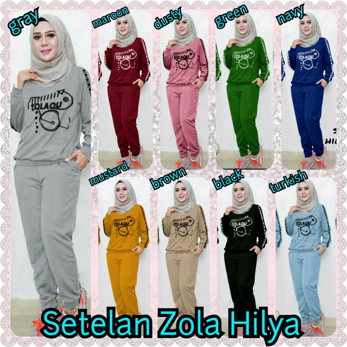 V238 Setelan Zola Qu Kece  Set Baju Stripe Celana Panjang Cewek Jogging/Senam Fashion Wanita AllSize
