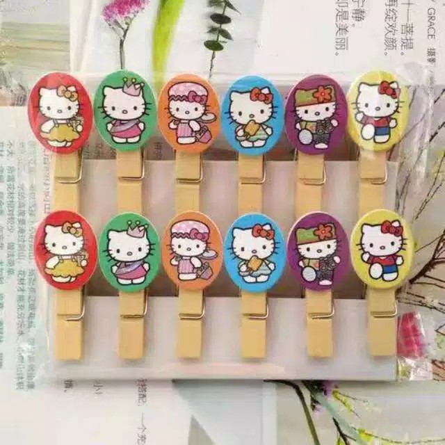 PENJEPIT FOTO KAYU WOODEN CLIP MURAH 10pcs per KARAKTER PGM PM14