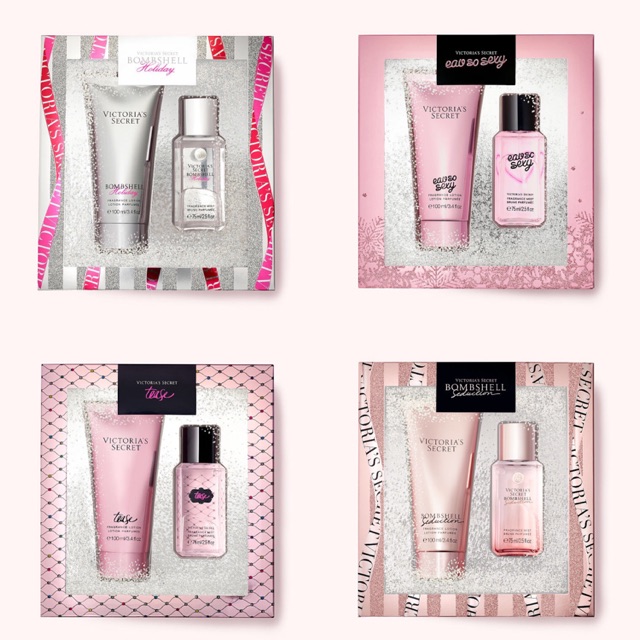 GIFTSET GIFT SET VICTORIA SECRET 2in1 Travel Eau So Sexy Tease Bombshell Seduction Holiday Rebel