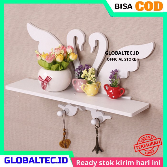 Rak Dinding Gantung Vintage ANGSA Decorative Pajangan Hook Tempel Tanpa Paku Bor Praktis Minimalis H