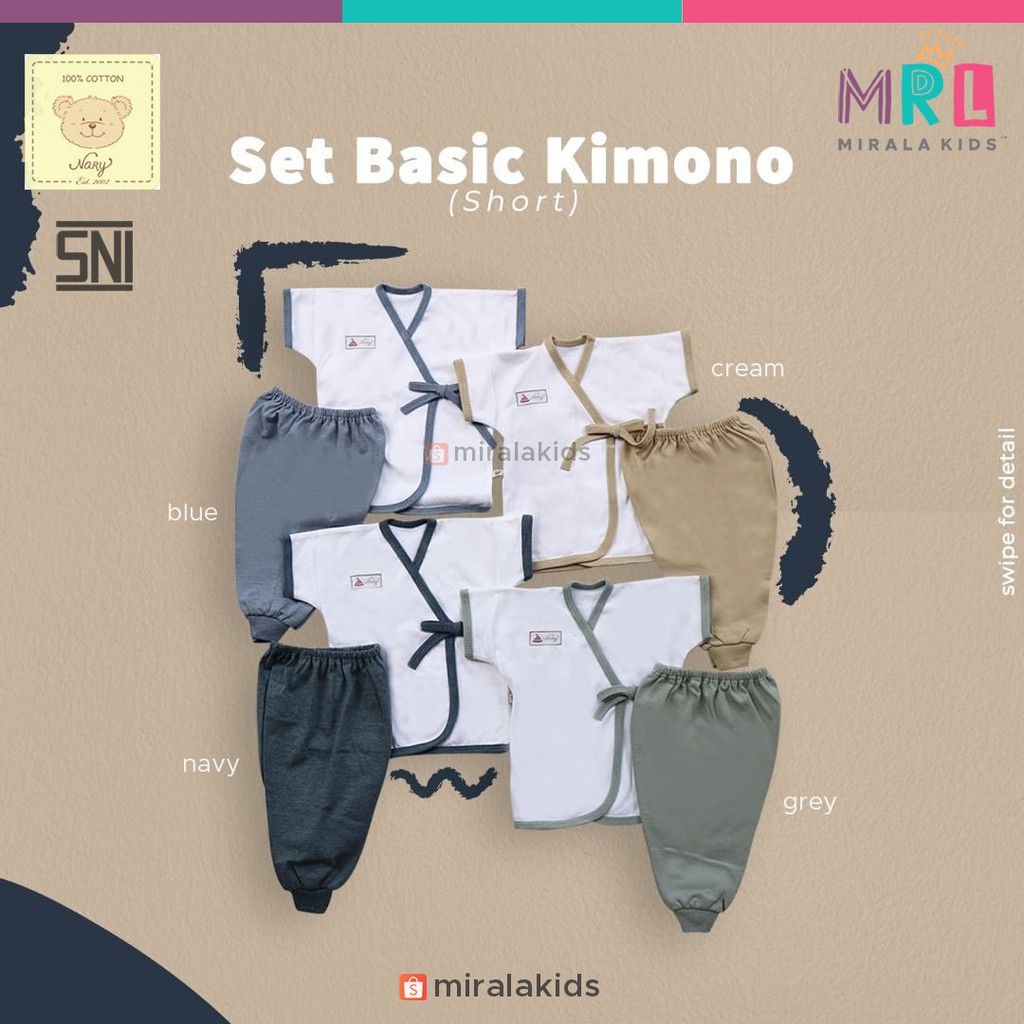 Nary Kimono Bayi dan Celana - Denim Warm Tone SNI