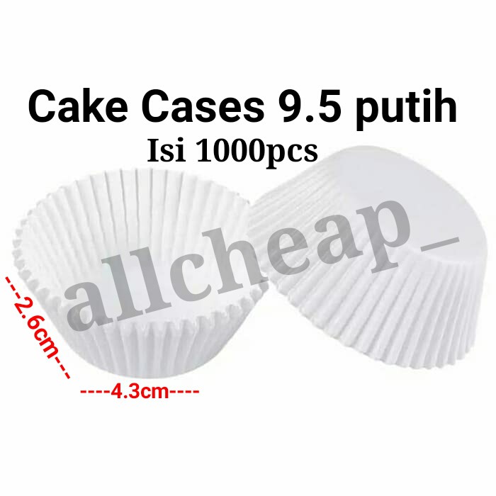 1000pcs CUP CAKE CASES CETAKAN KUE KERING POLOS PAPER KLASSI 9.5 PUTIH