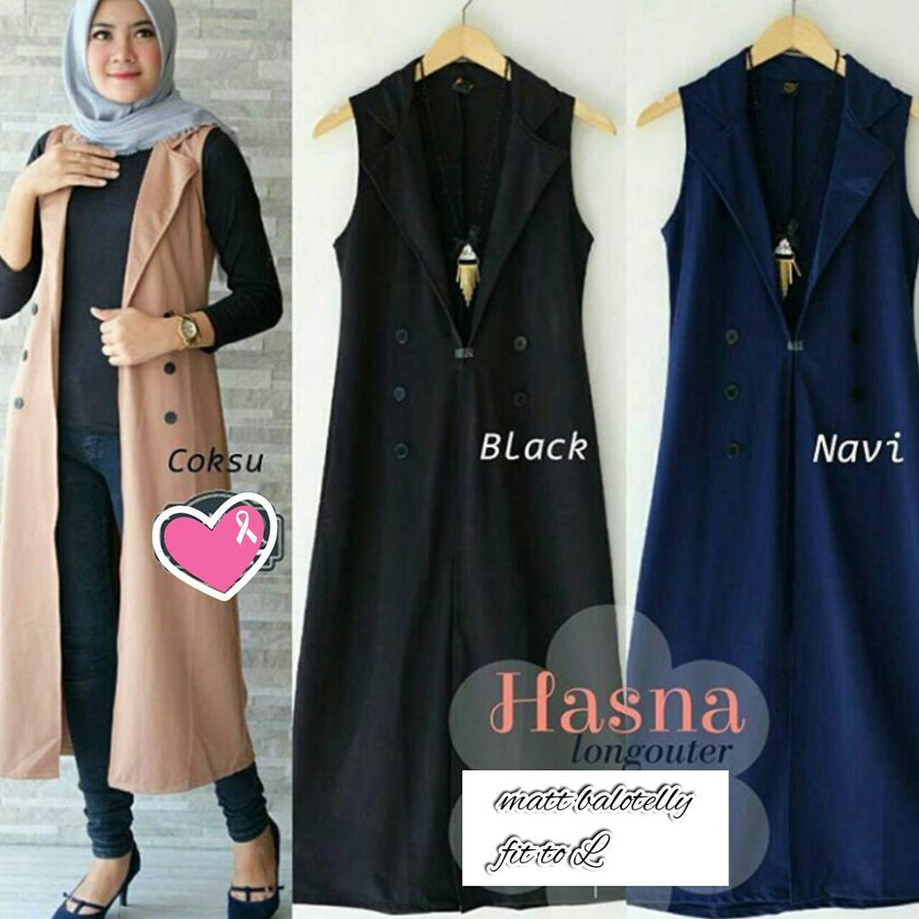 Long Cardigan Murah Outer Hijab Terbaru Luaraan Hasna Long Outer