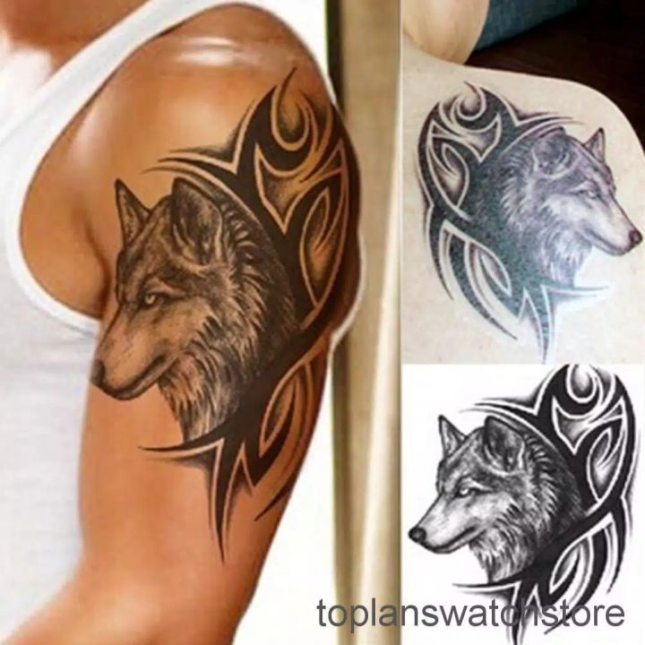 ZARIL Tato Temporer HB-820 Kepala serigala | TATTO TEMPEL Anti Air size 21x15cm TATO SEMENTARA