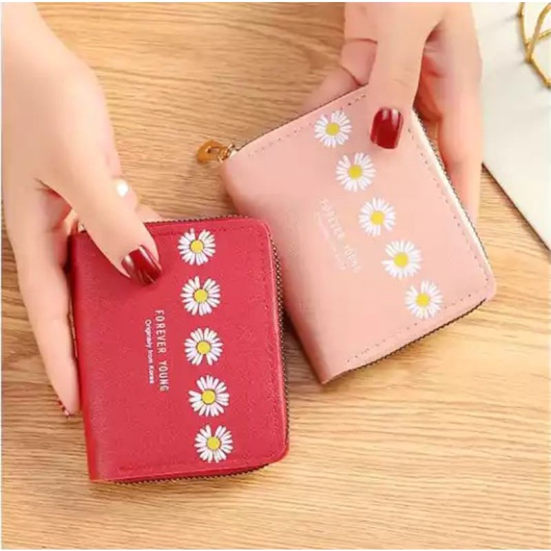 ( GS ) DOMPET KOIN / DOMPET  PENDEK KOIN WANITA RESTLETING MOTIF BUNGA DAISY IMUT