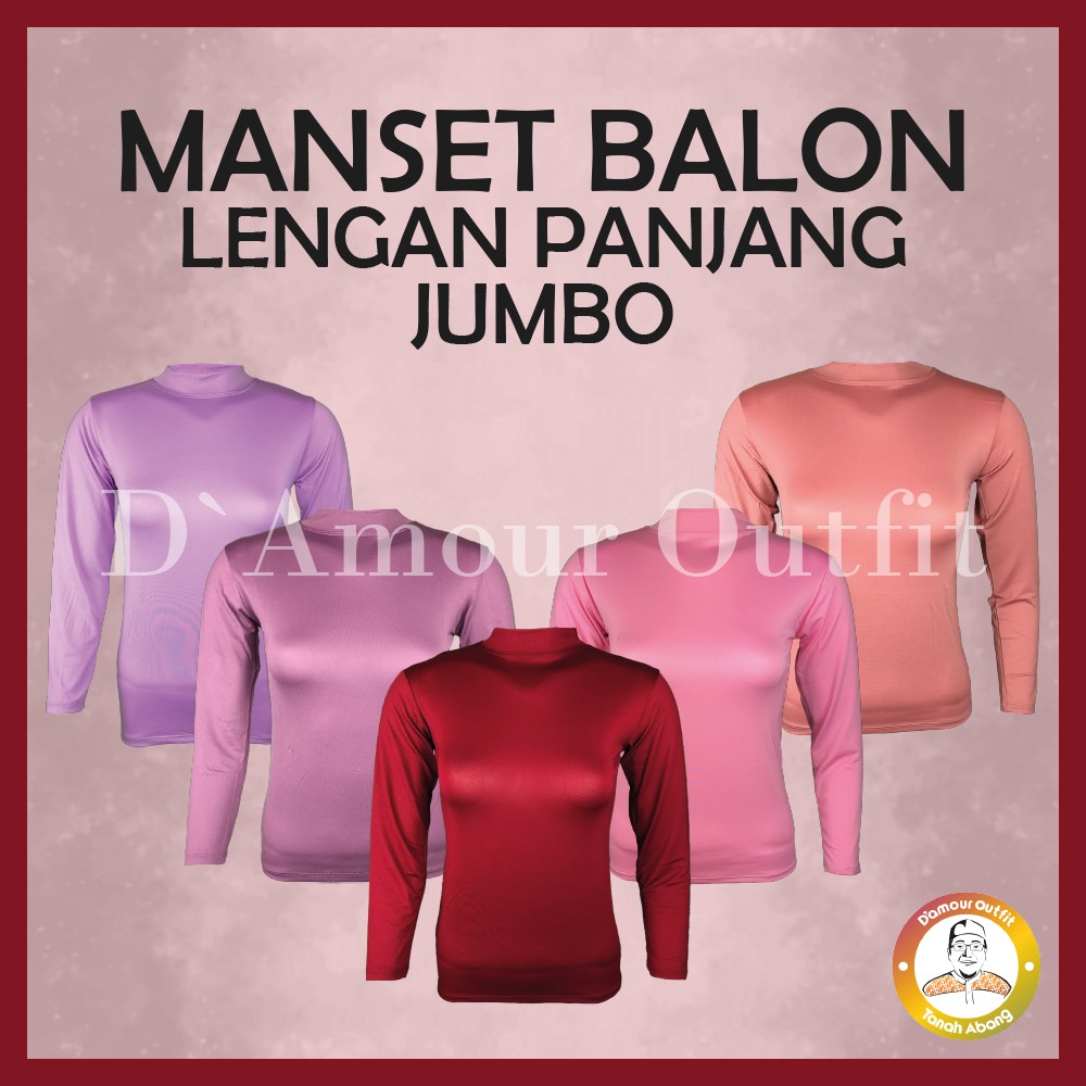 Baju Manset Jumbo Big Size Lengan Panjang Wanita Bahan Rayon Super Kerah Leher Turtle Neck Polos Dalaman Perempuan Hitam Putih Warna Kulit Spandek Kaos Daleman Cewe Hijab Dewasa Anak Tangan Pendek Mangset Atasan Inner Cewek LD 120 130 140 Katun Premium UV