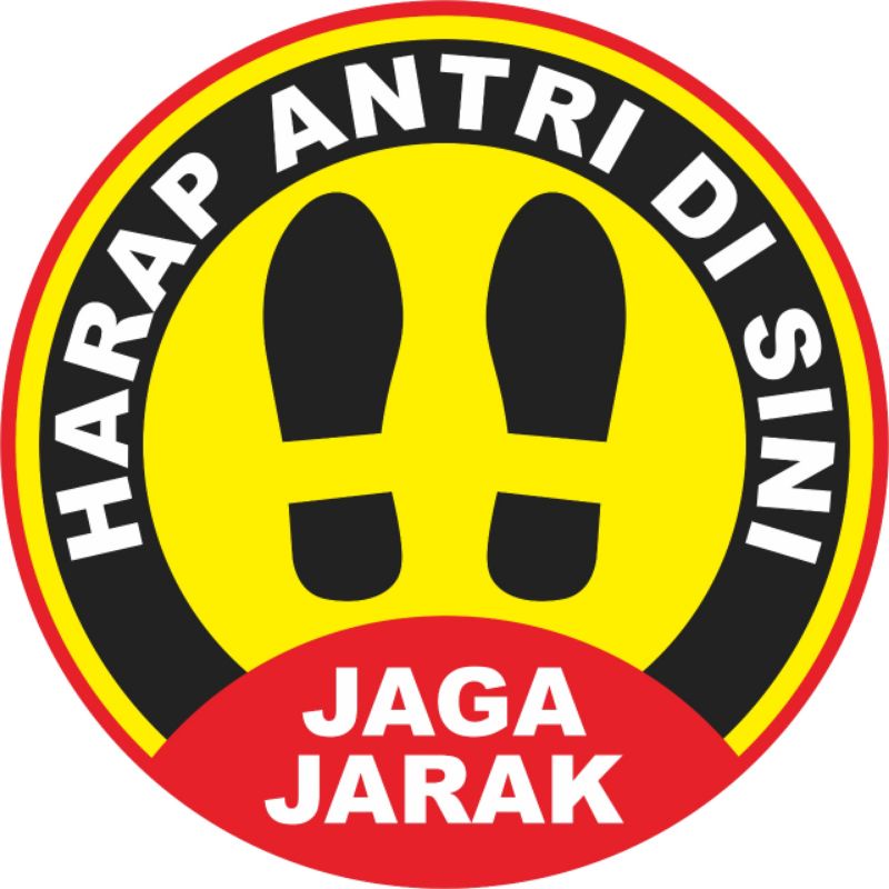 Stiker Lantai Jaga Jarak social distancing 20 cm- antisipasti Covid-19 Stiker Lantai Jaga