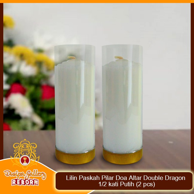 Lilin/Candle Puja Paskah Pilar Doa Altar DD 1/2 kati Putih (2 pcs)