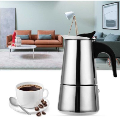 Teko Kopi Espresso ~ Coffee Maker Moka Pot Stainless ~ 6 Cup