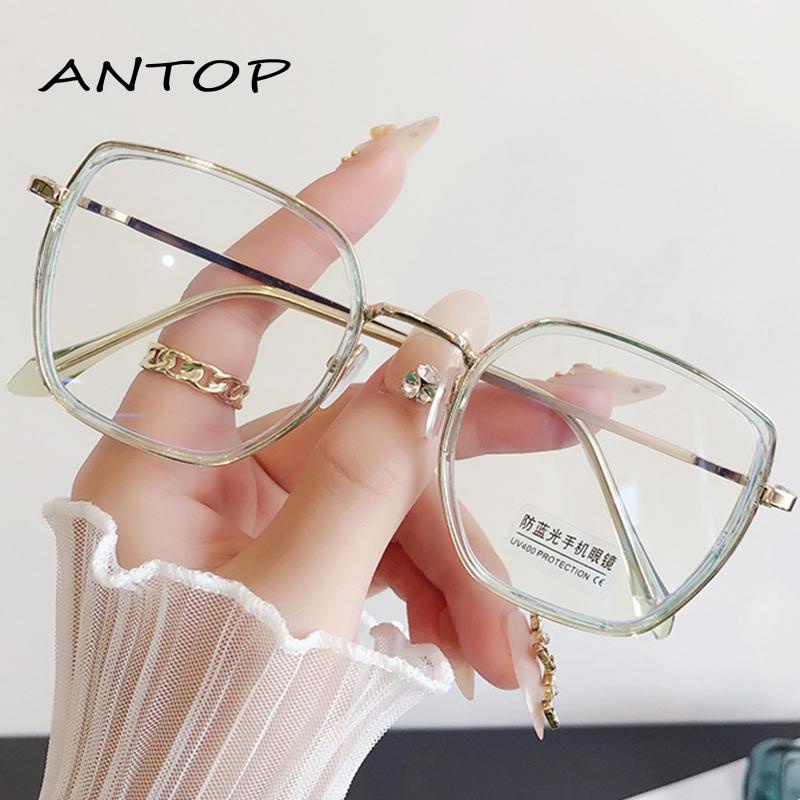 Oversized Frame Kacamata Anti Radiasi Kacamata Korea Bentuk Bulat Bahan Metal Untuk Pria Dan Wanita ANTOP