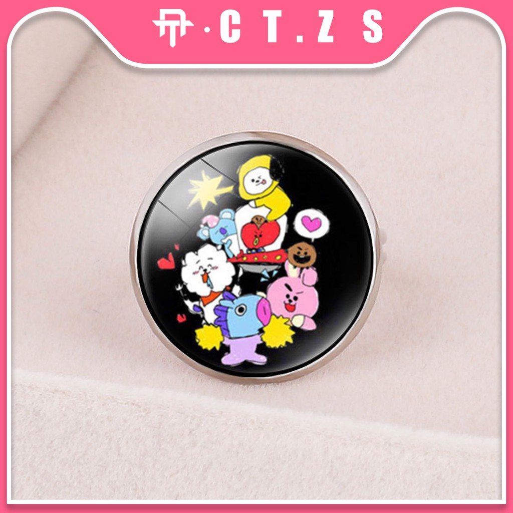 【2.2Promosi】KPOP BTS BT21 Cincin Ring Aksesoris Wanita Lucu Korean Style #KP 20