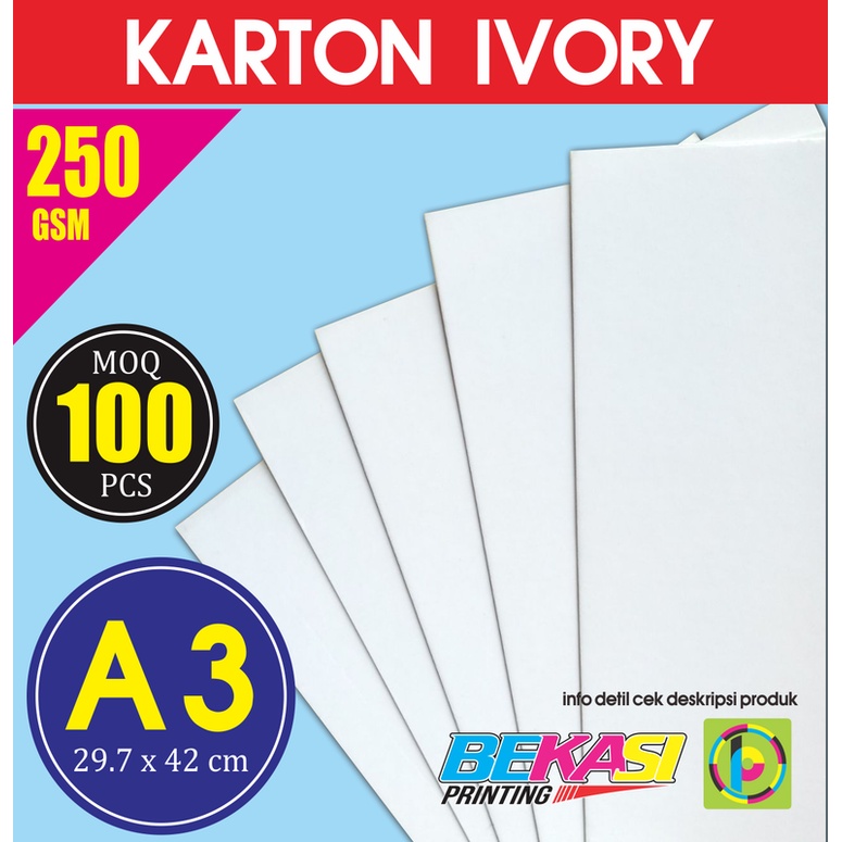 

Karton Carton IVORY 250 GSM Ukuran A3 29.7x42 cm isi 100 Lembar