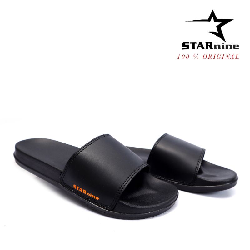 STARnine stsn002 hitam hijau-Sandal slide/sandal pria/sandal slop-Hitam orange stsn002