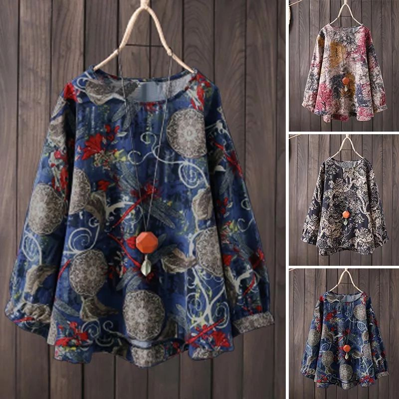 ZANZEA Blus wanita import Casual/Atasan wanita jumbo lengan panjang Terbaru S-5XL